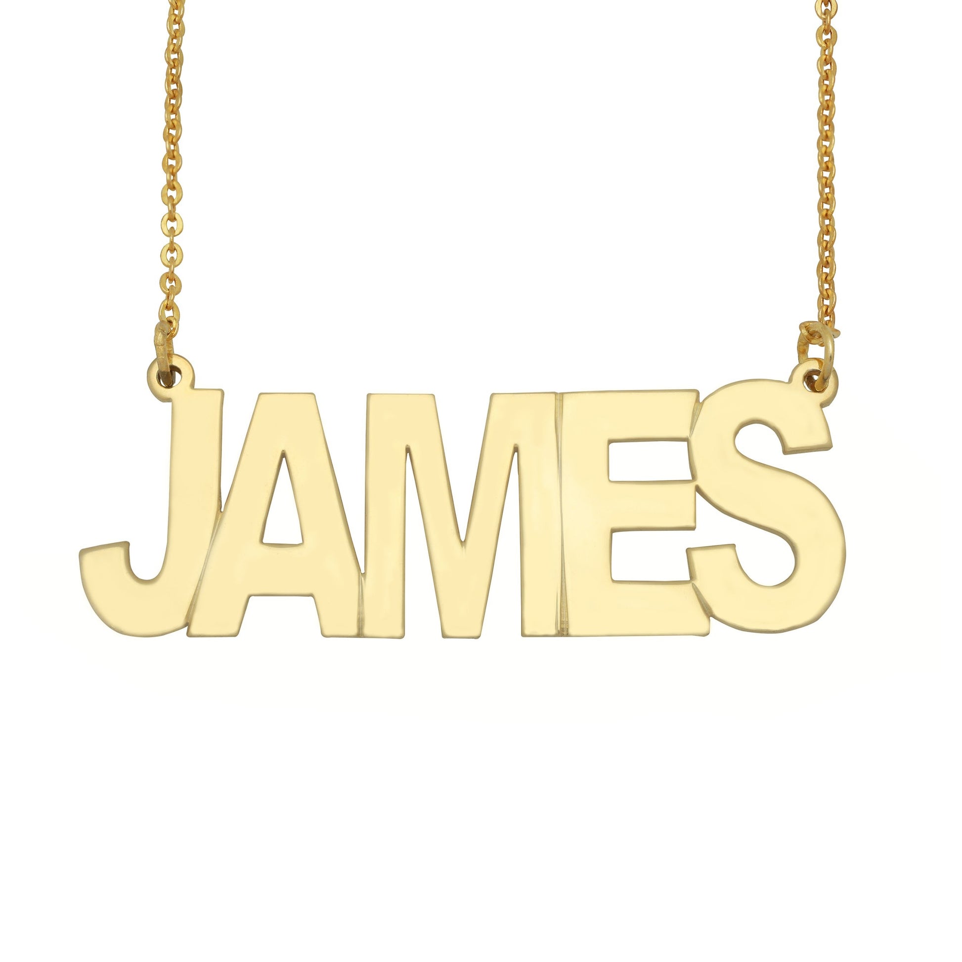 Name Necklace - Block Name Necklace - 14K